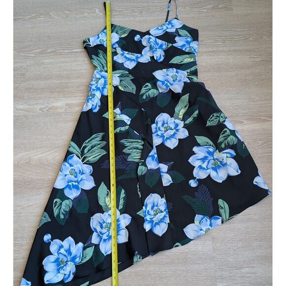 Banana Republic Satin Floral Asymmetrical Strappy Wrap Ruffle Midi Dress, sz 10P - Picture 7 of 8